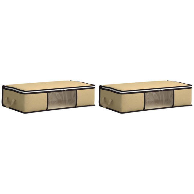 Opbevaringskasse med gennemsigtig sidevindue 2 pcs Cremefarvet