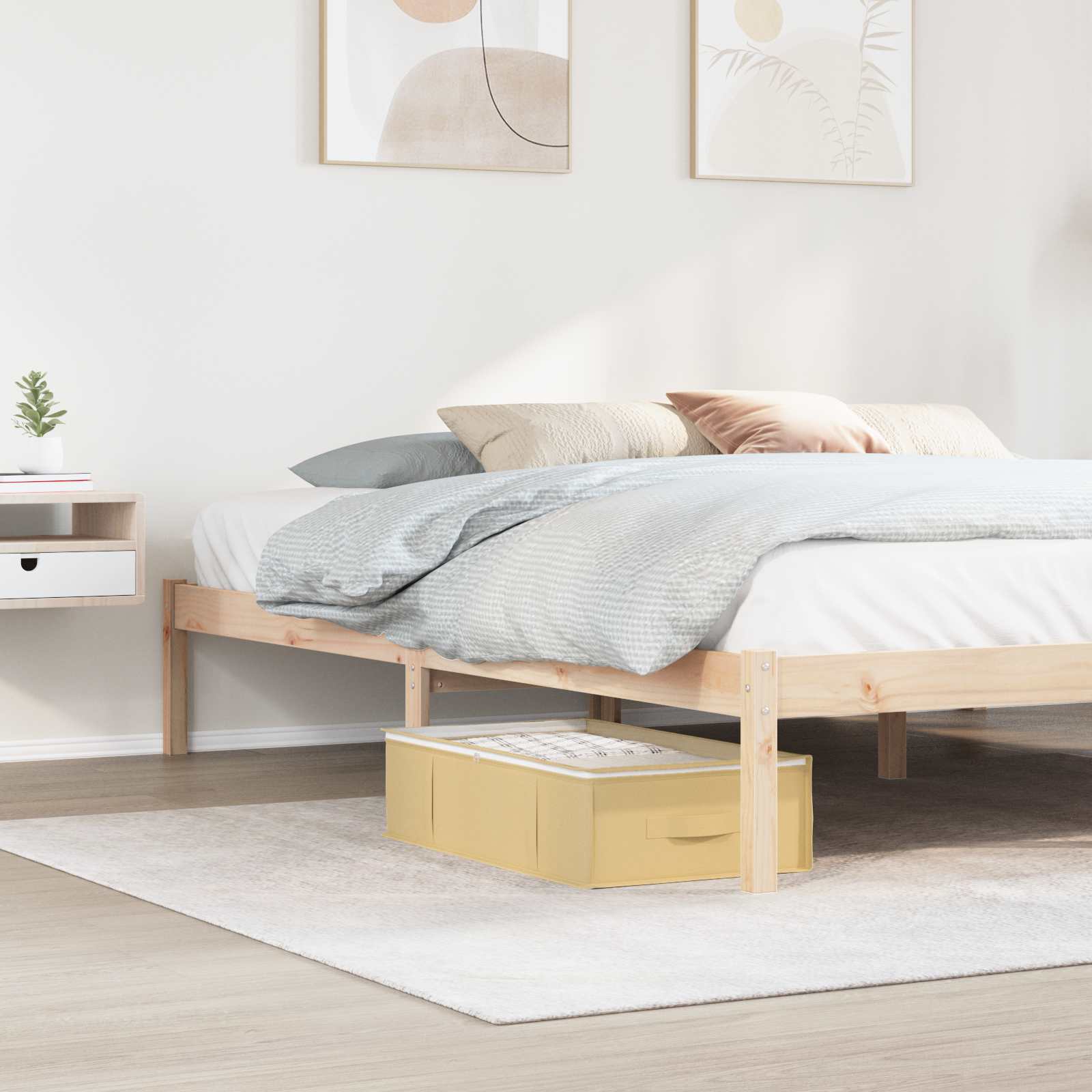 Opbevaringsboks med gennemsigtigt topvindue 2 pcs Cremefarvet