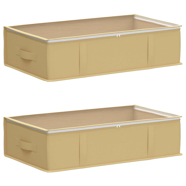 Opbevaringsboks med gennemsigtigt topvindue 2 pcs Cremefarvet