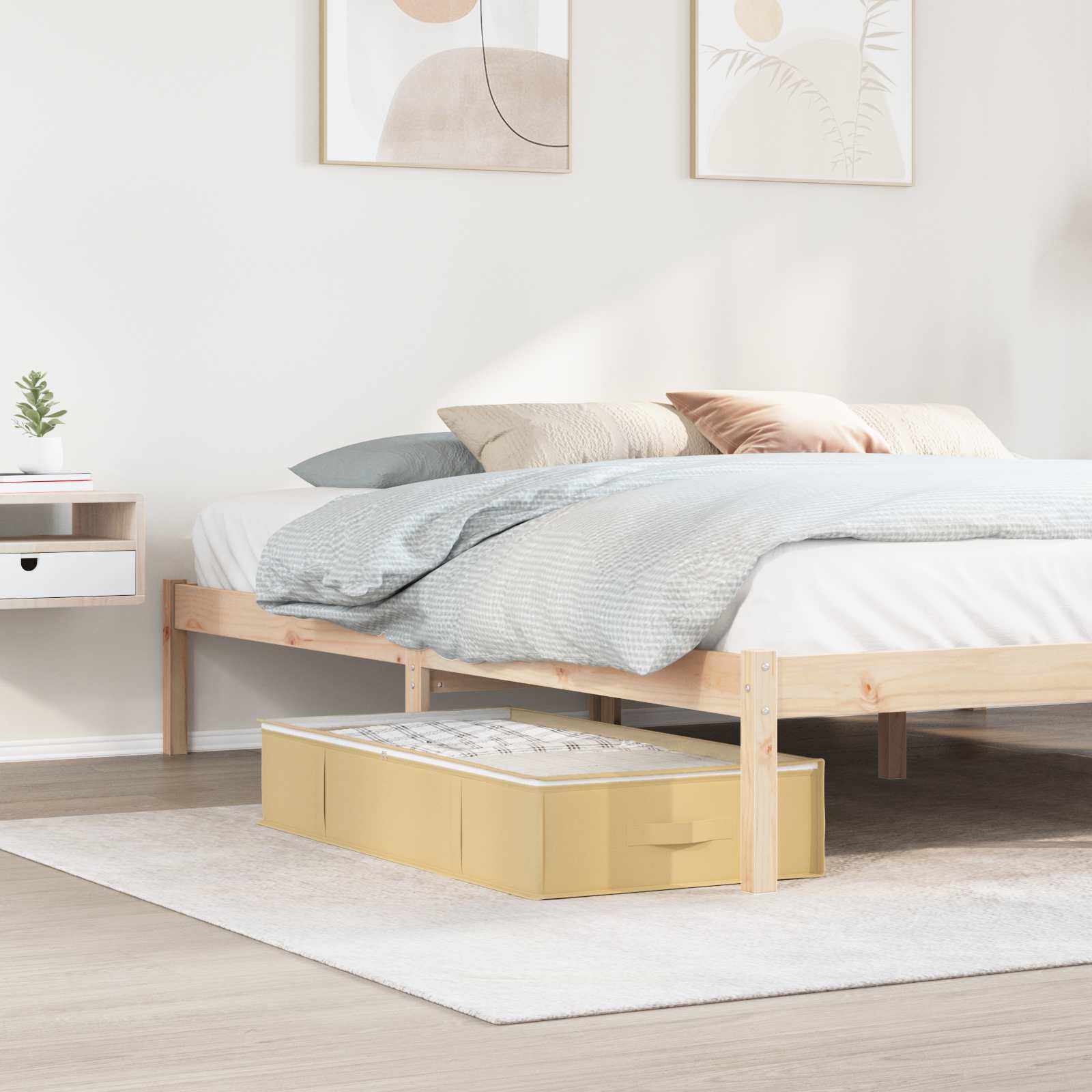 Opbevaringsboks med gennemsigtigt topvindue 2 pcs Cremefarvet
