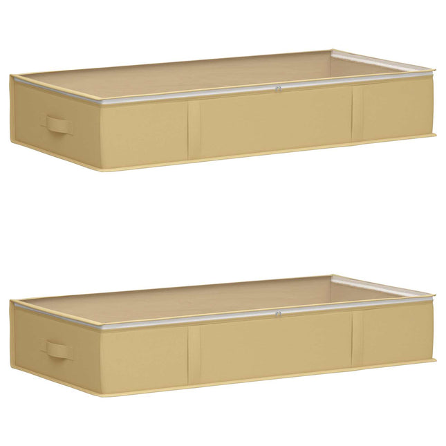 Opbevaringsboks med gennemsigtigt topvindue 2 pcs Cremefarvet