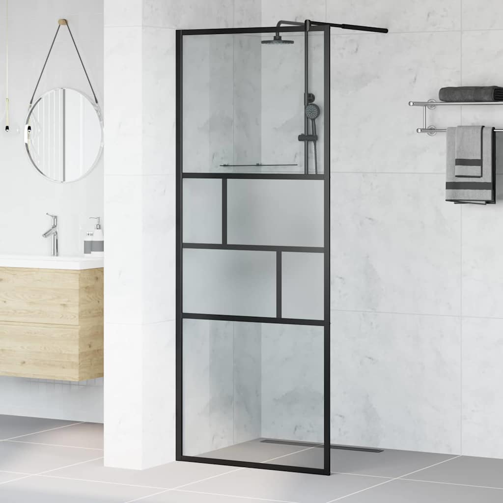 Walk-in brusevæg Sort 80 x 195 x 0.5 cm Glas og Aluminium