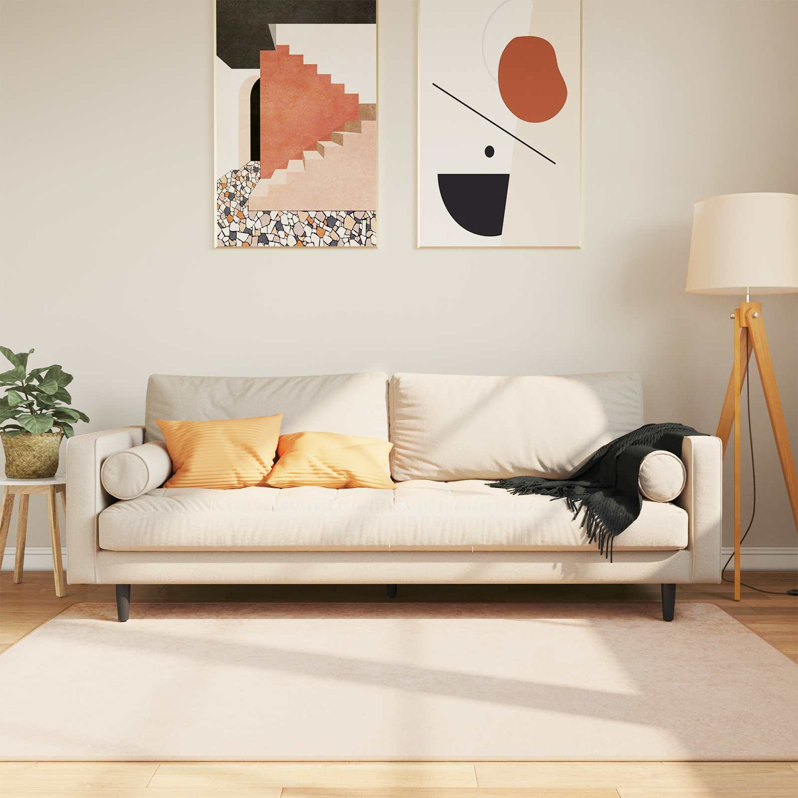 Tæppe Runner MARSA Creme 120 x 170 cm Polyester og PVC
