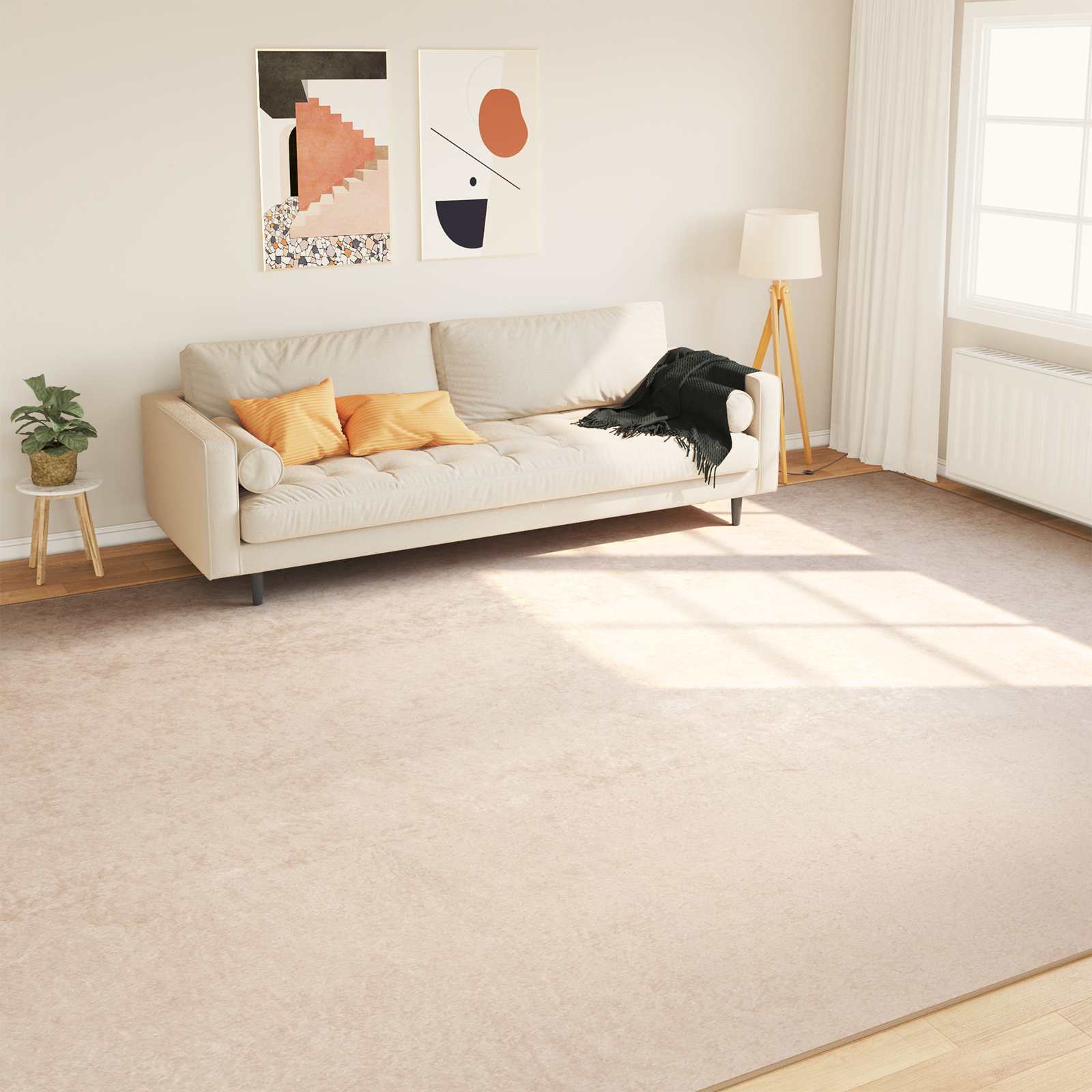 Tæppe Runner MARSA Creme 300 x 400 cm Polyester og PVC