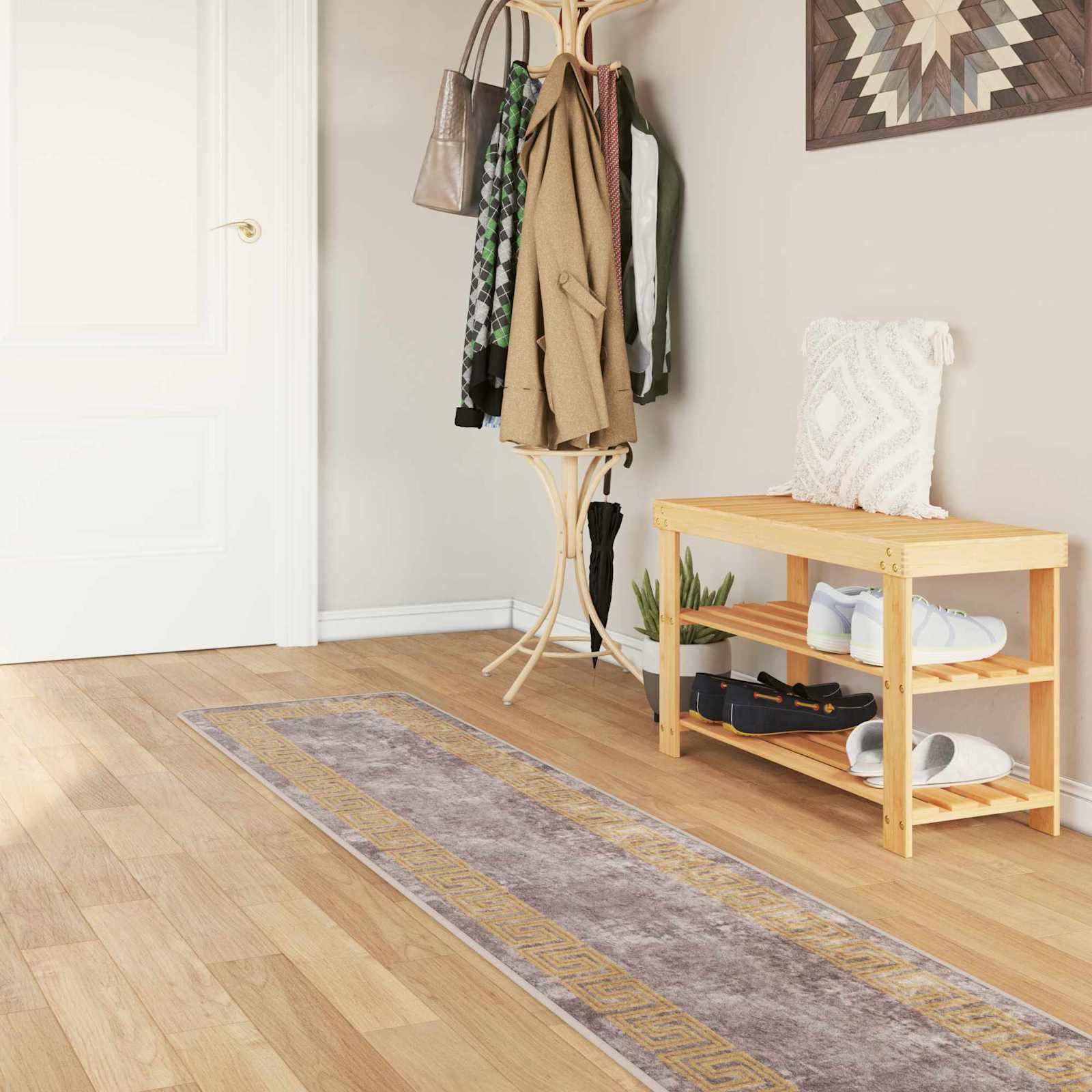 Tæppe Runner MARSA Grå 50 x 300 cm Polyester og PVC