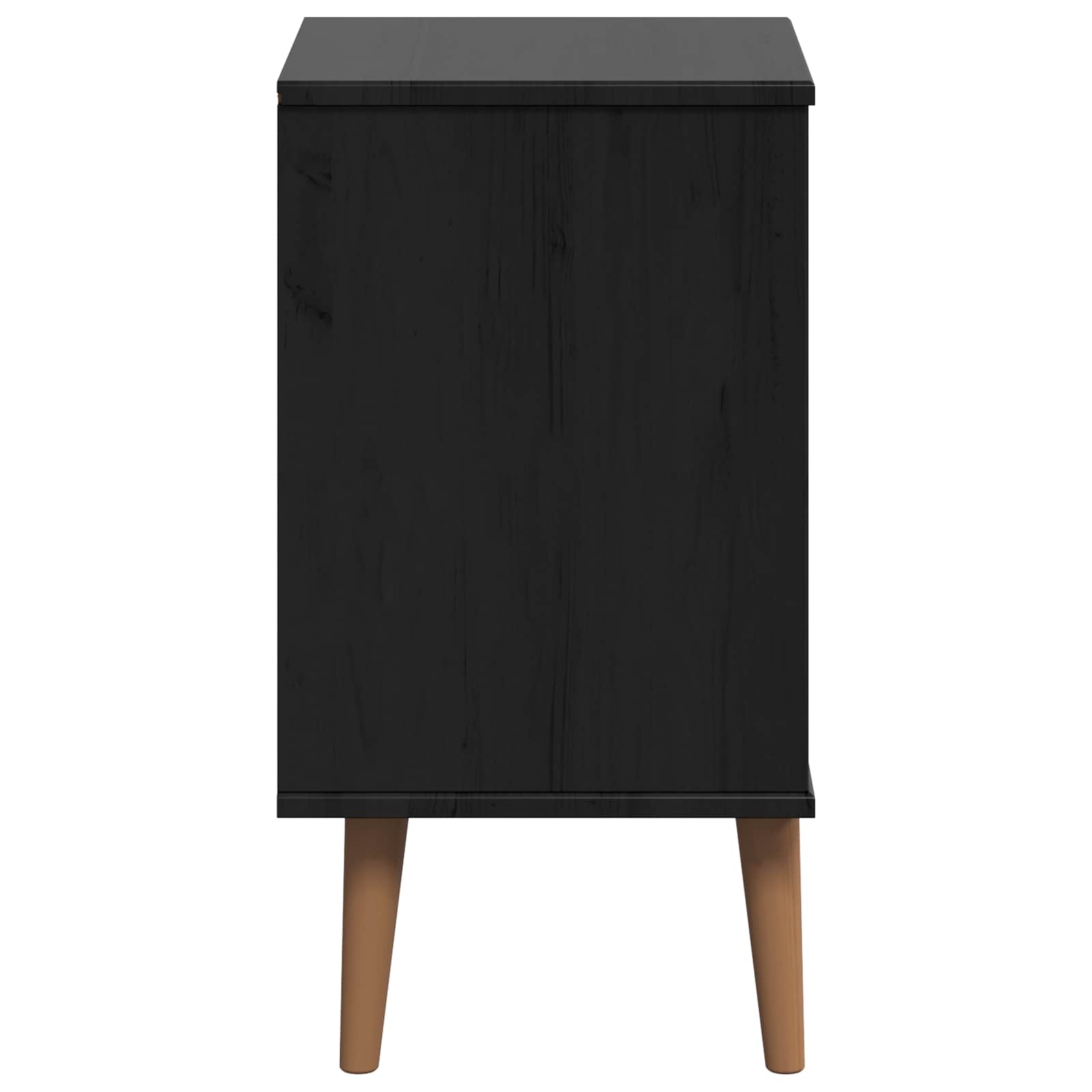 Natskab med skuffe Sort 40 x 35 x 65 cm Massivt fyrretræ