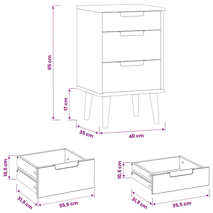 Natskab MOLDE Sort 40 x 35 x 65 cm Massivt fyrretræ