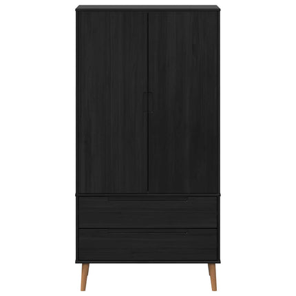 Garderobeskab MOLDE Sort 90 x 55 x 175 cm Massivt fyrretræ
