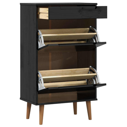 Sko skab MOLDE 59,5 x 35 x 103 cm Massivt fyrretræ Sort