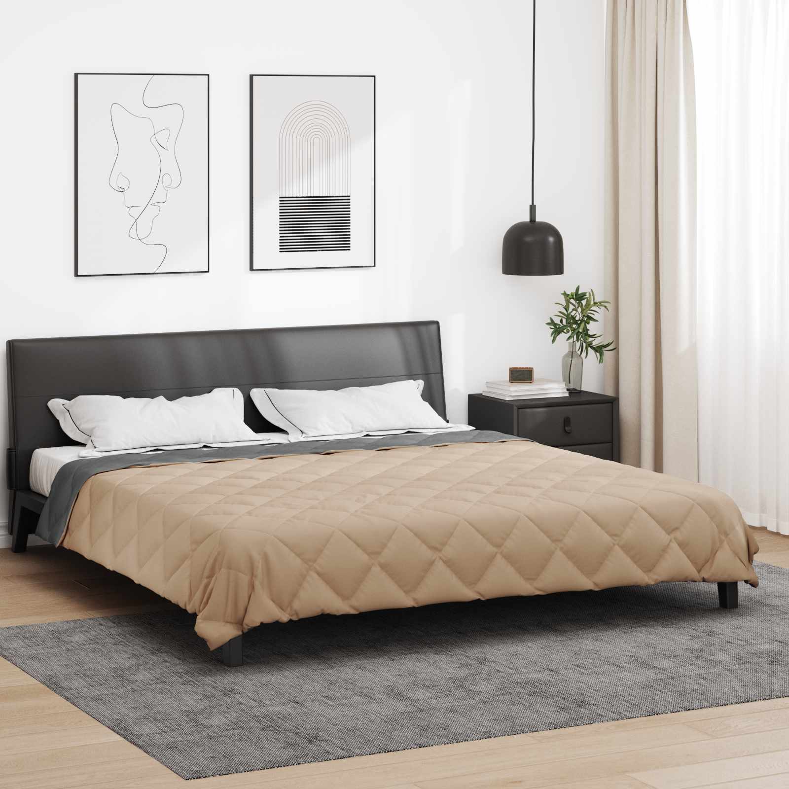 Sommer dyne Antracit og Taupe 220 x 260 cm Mikrofiber