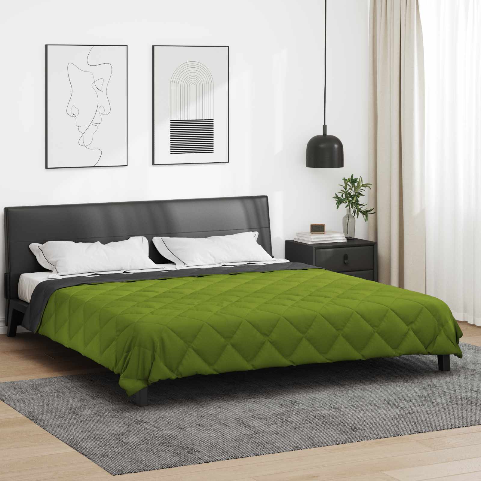 Sommer dyne Grøn og Antracit 200 x 200 cm Mikrofiber