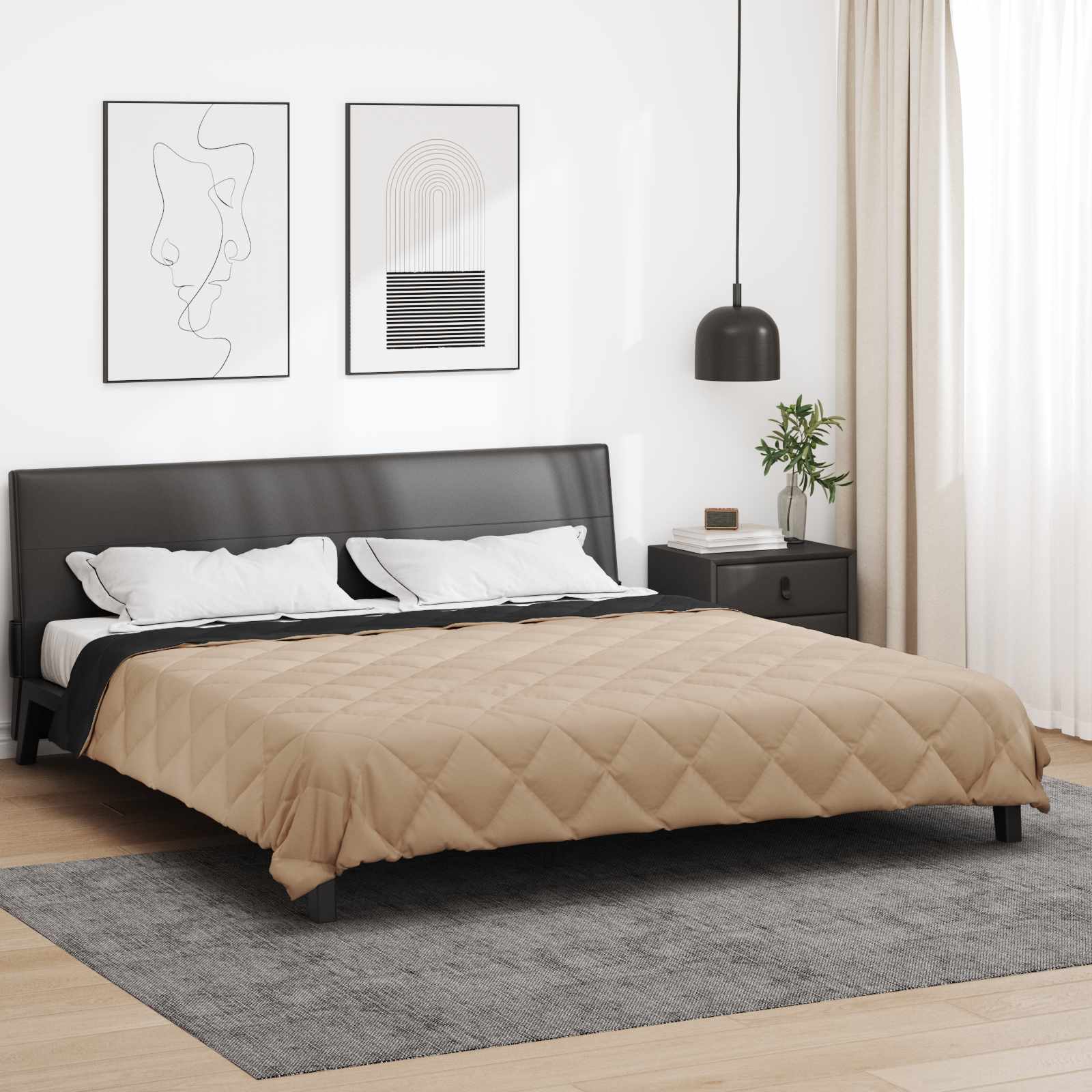 Sommer dyne Sort og Taupe 240 x 260 cm Mikrofiber
