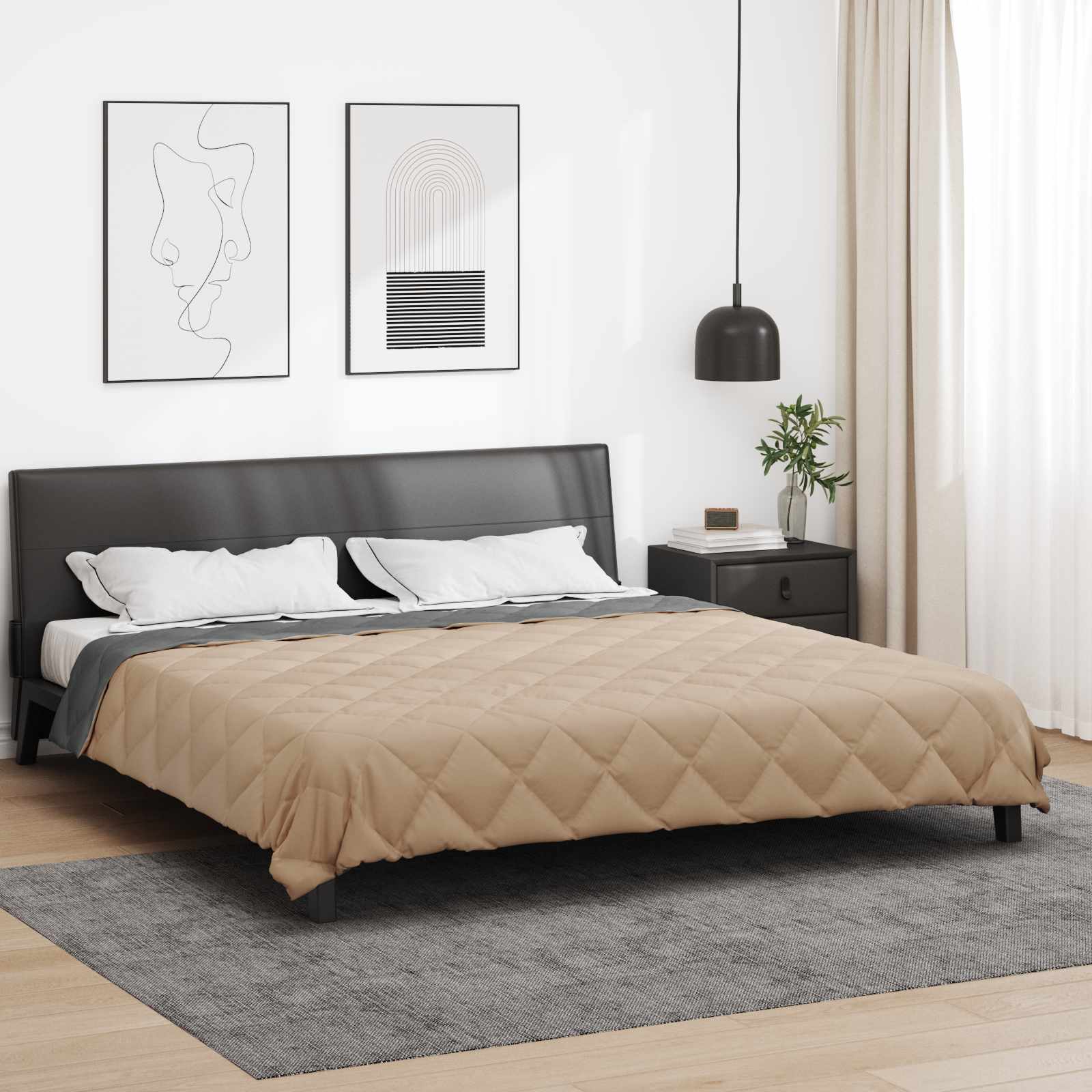 Helårs dyne Antracit og Taupe 220 x 240 cm Mikrofiber
