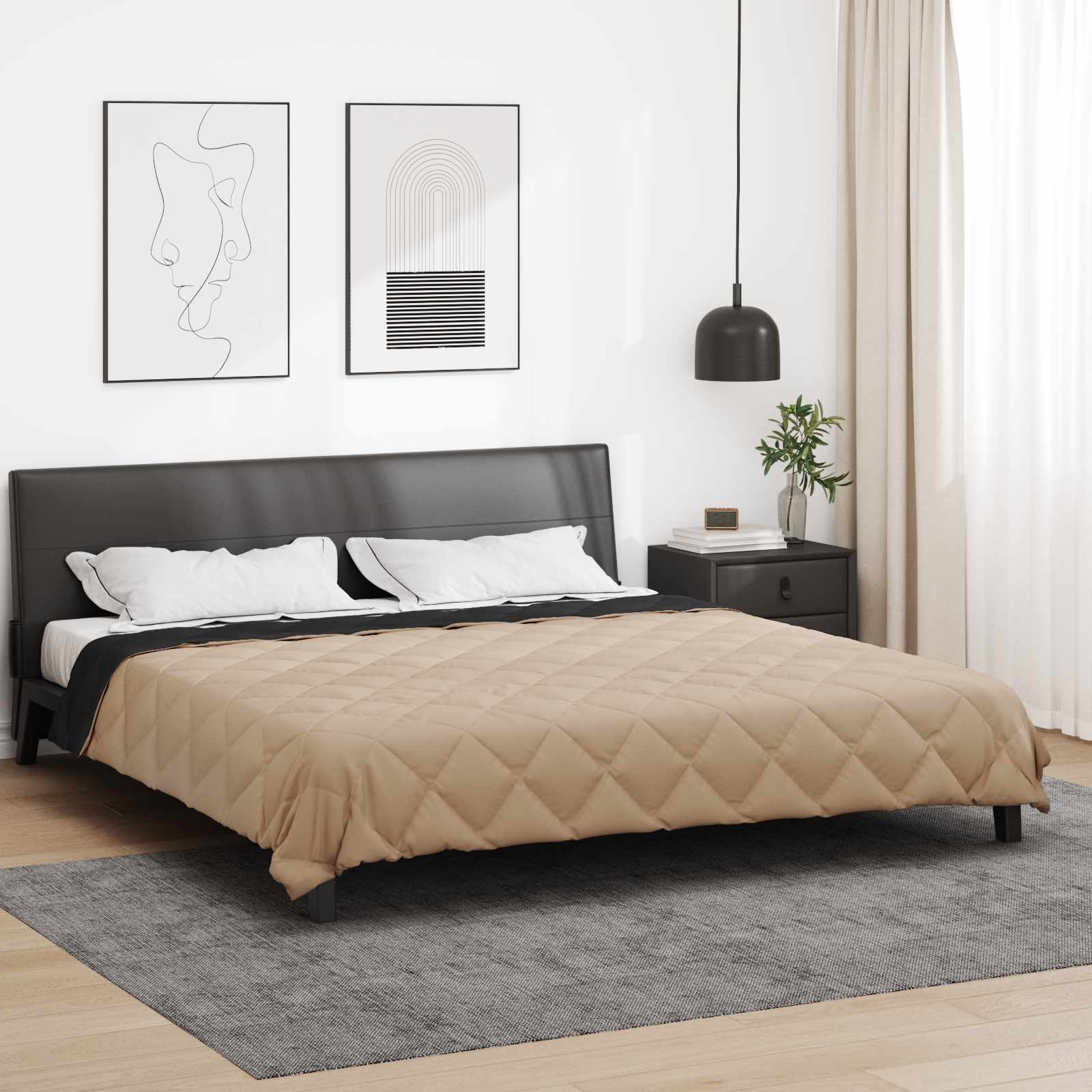 Helårs dyne Sort og Taupe 200 x 240 cm Mikrofiber