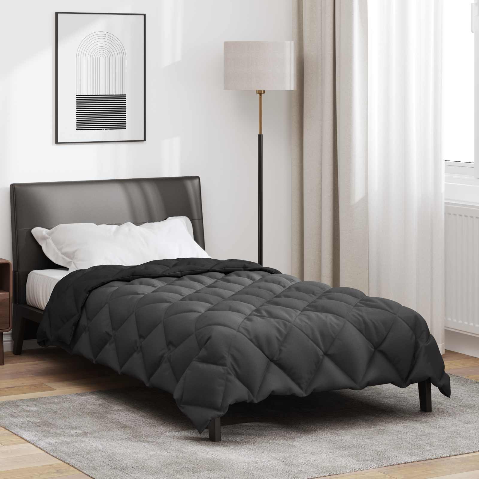 Vinter dyne Sort og Anthracit 140 x 200 cm Mikrofiber