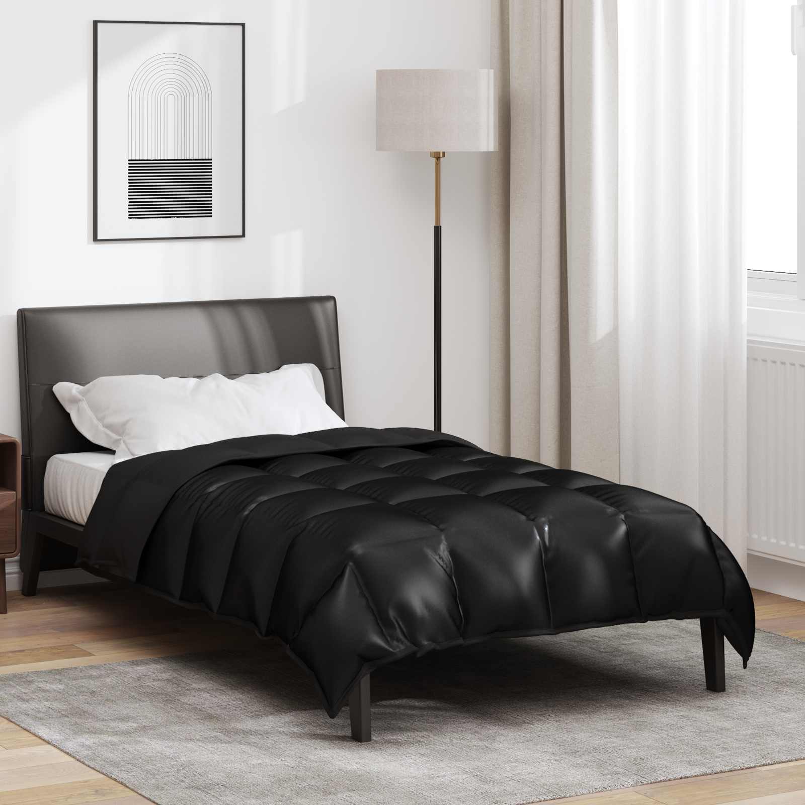 Vinter dyne Sort 135 x 220 cm Satin og Mikrofiber