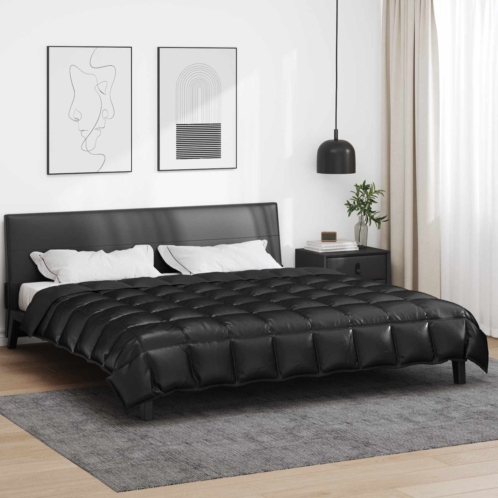 Vinter dyne Sort 220 x 240 cm Satin og Mikrofiber