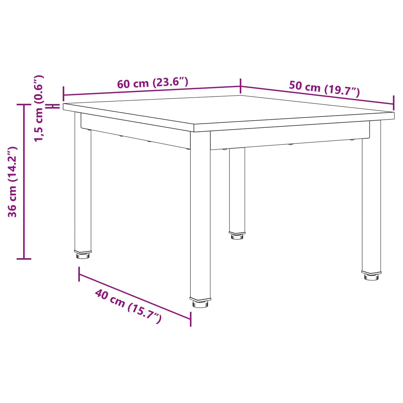 Sofabord Røget Eg 60 x 50 x 36 cm Konstrueret træ