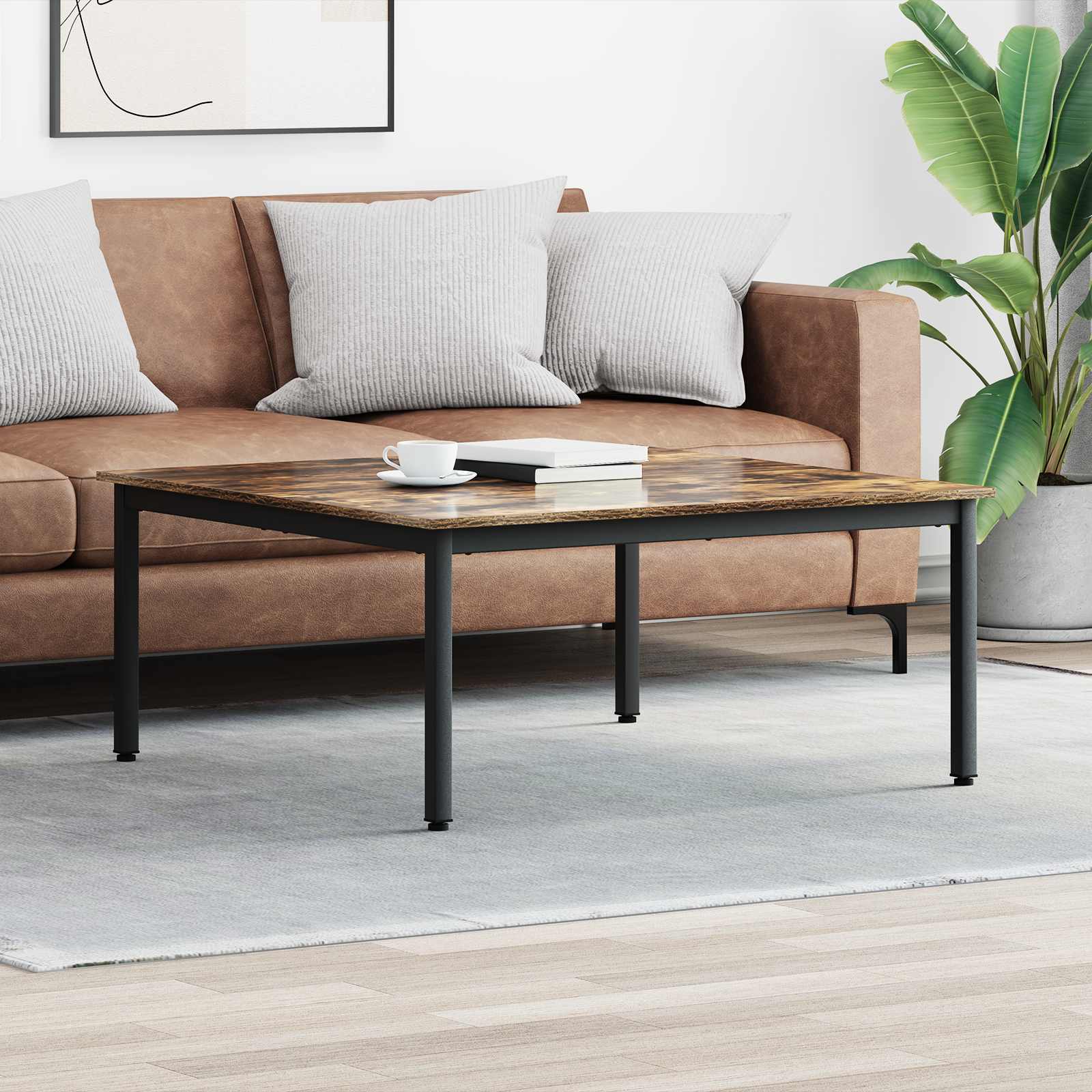 Sofabord Røget Eg 100 x 100 x 45 cm Konstrueret træ
