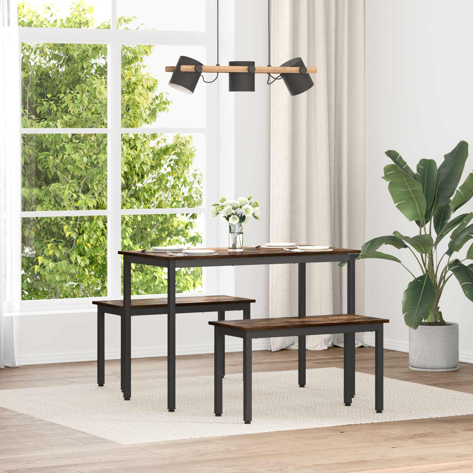 bænk Røget Eg 80 x 35 x 45 cm Konstrueret træ