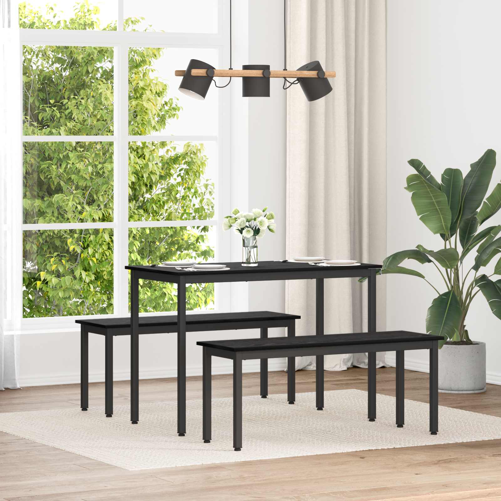 Spisebænk i sort eg - konstrueret træ, 110 × 35 × 45 cm