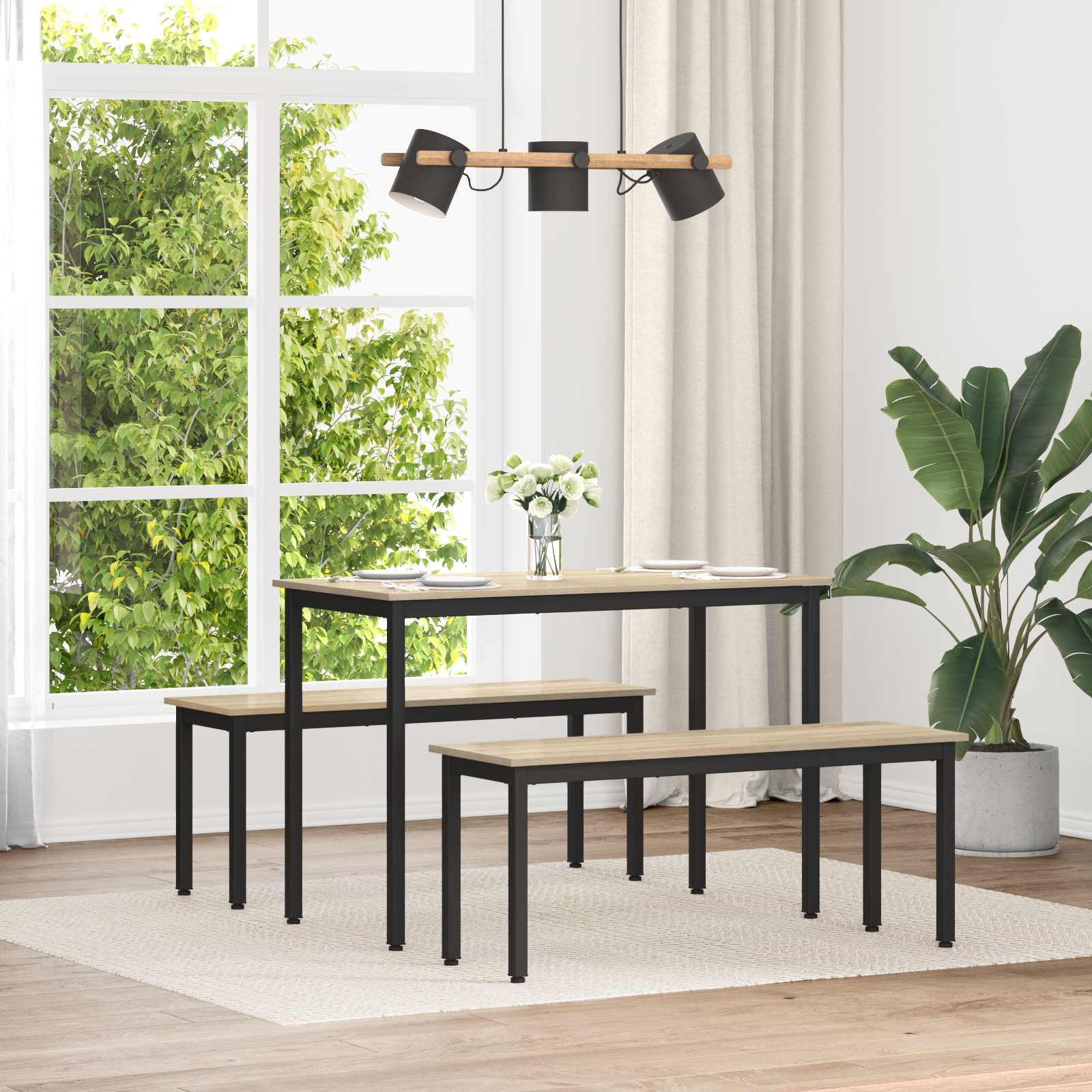 Spisebænk i sonoma - 110 × 35 × 45 cm, konstrueret træ og metal
