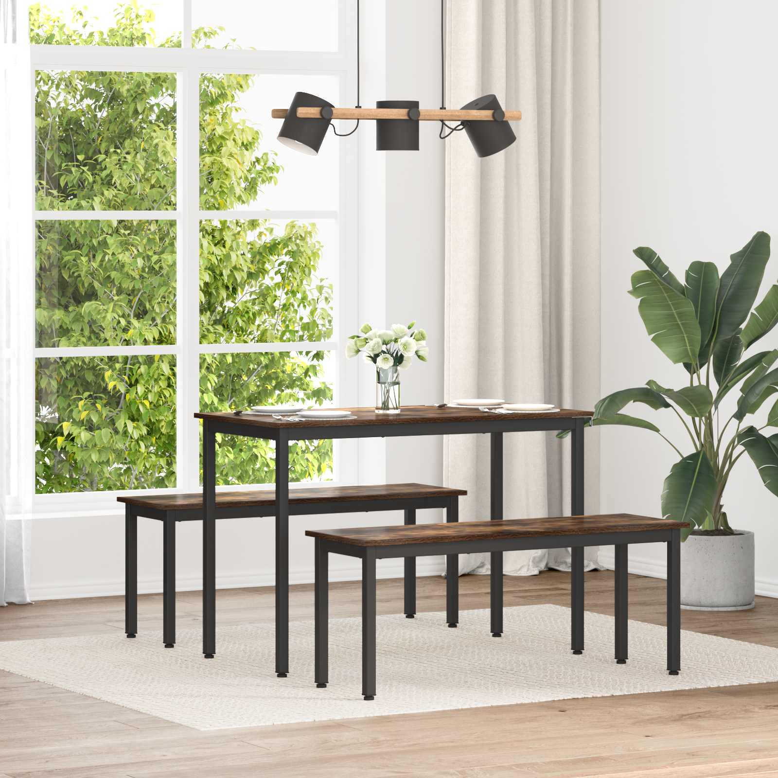 Spisebænk i røget eg - konstrueret træ 110 × 35 × 45 cm