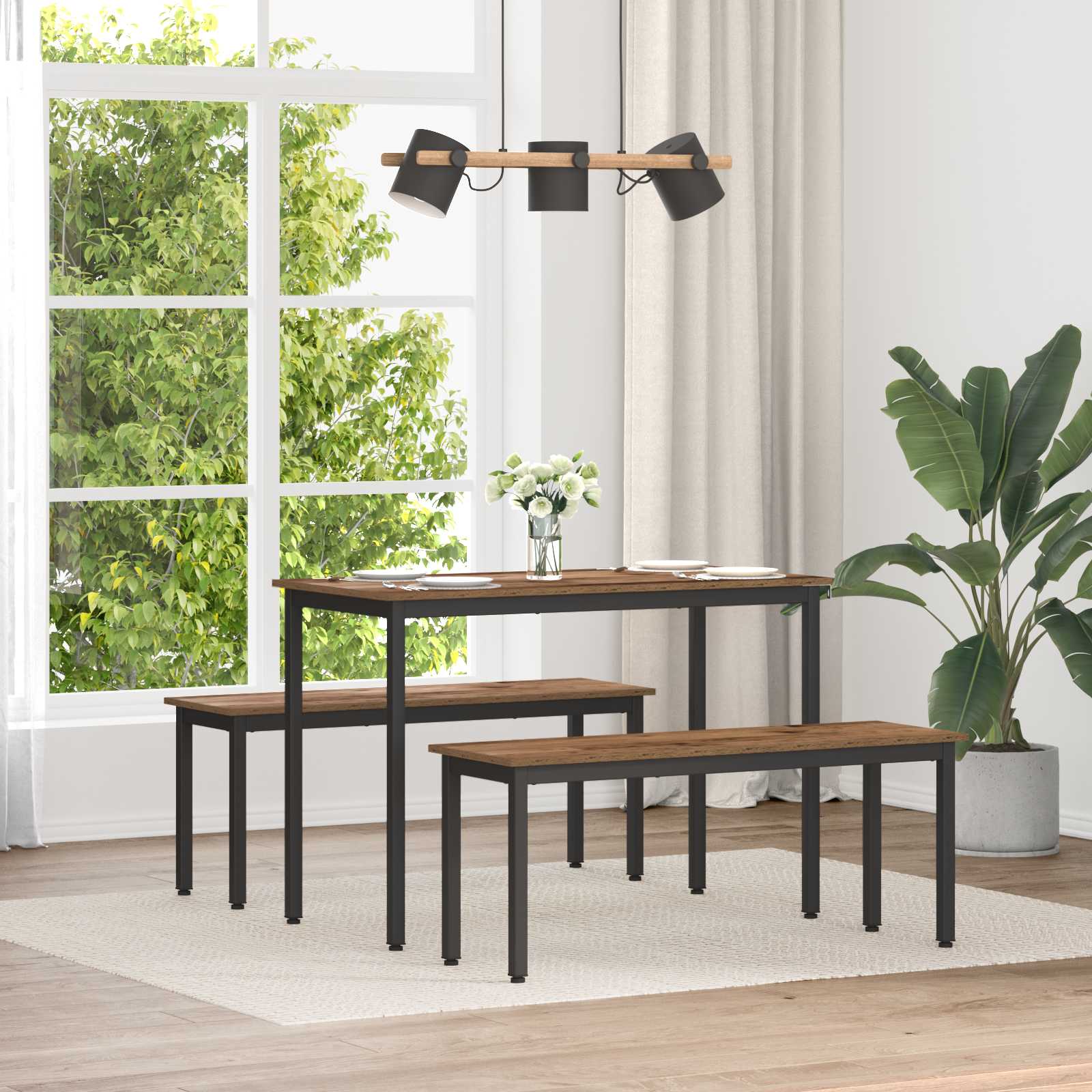 Spisebænk i konstrueret træ - gammelt træ, 110 × 35 × 45 cm
