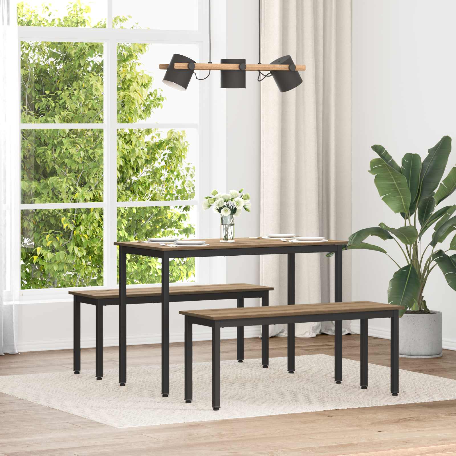 Spisebænk i Artisan eg 110 × 35 × 45 cm - konstrueret træ og metal
