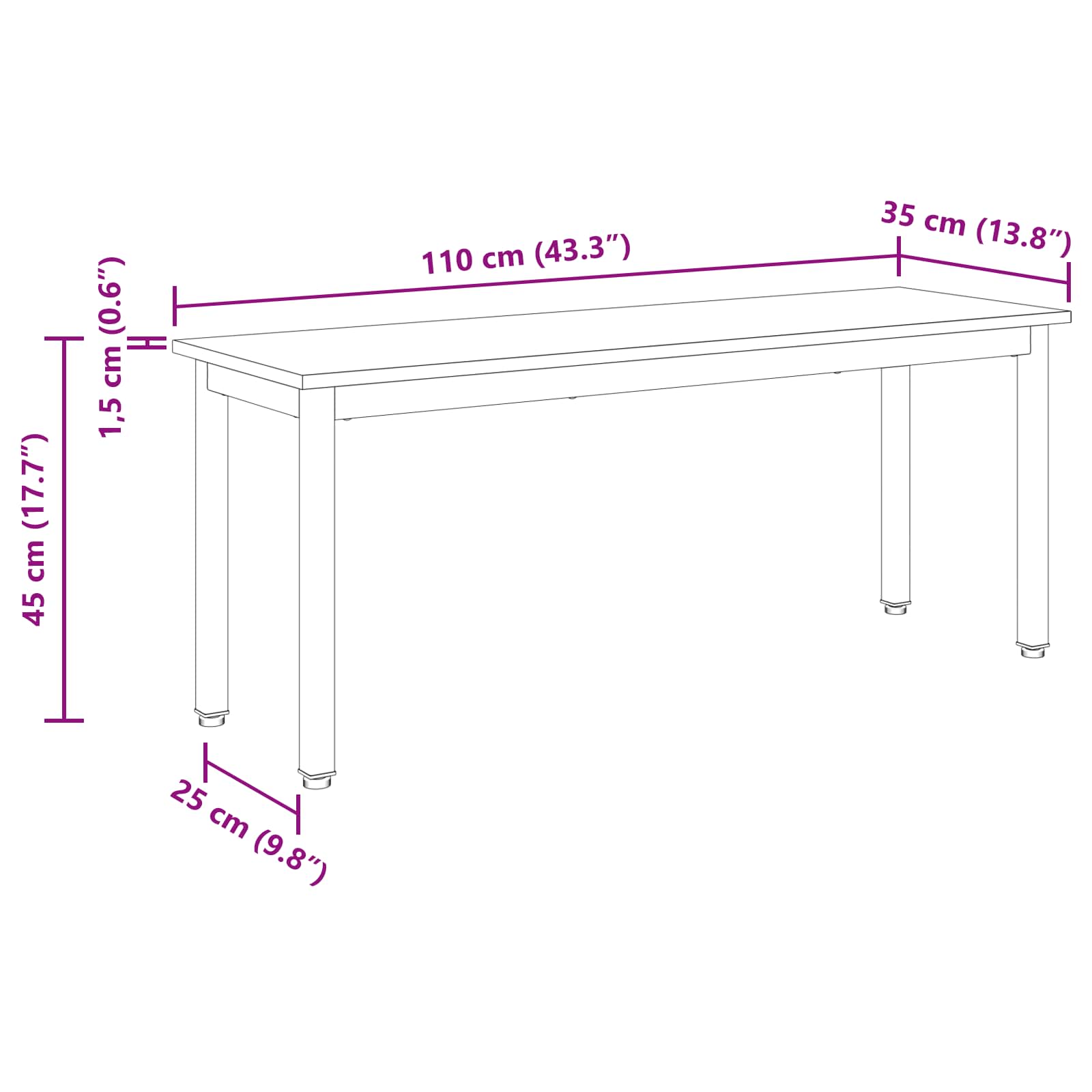 bænk Artisan eg 110 x 35 x 45 cm Konstrueret træ