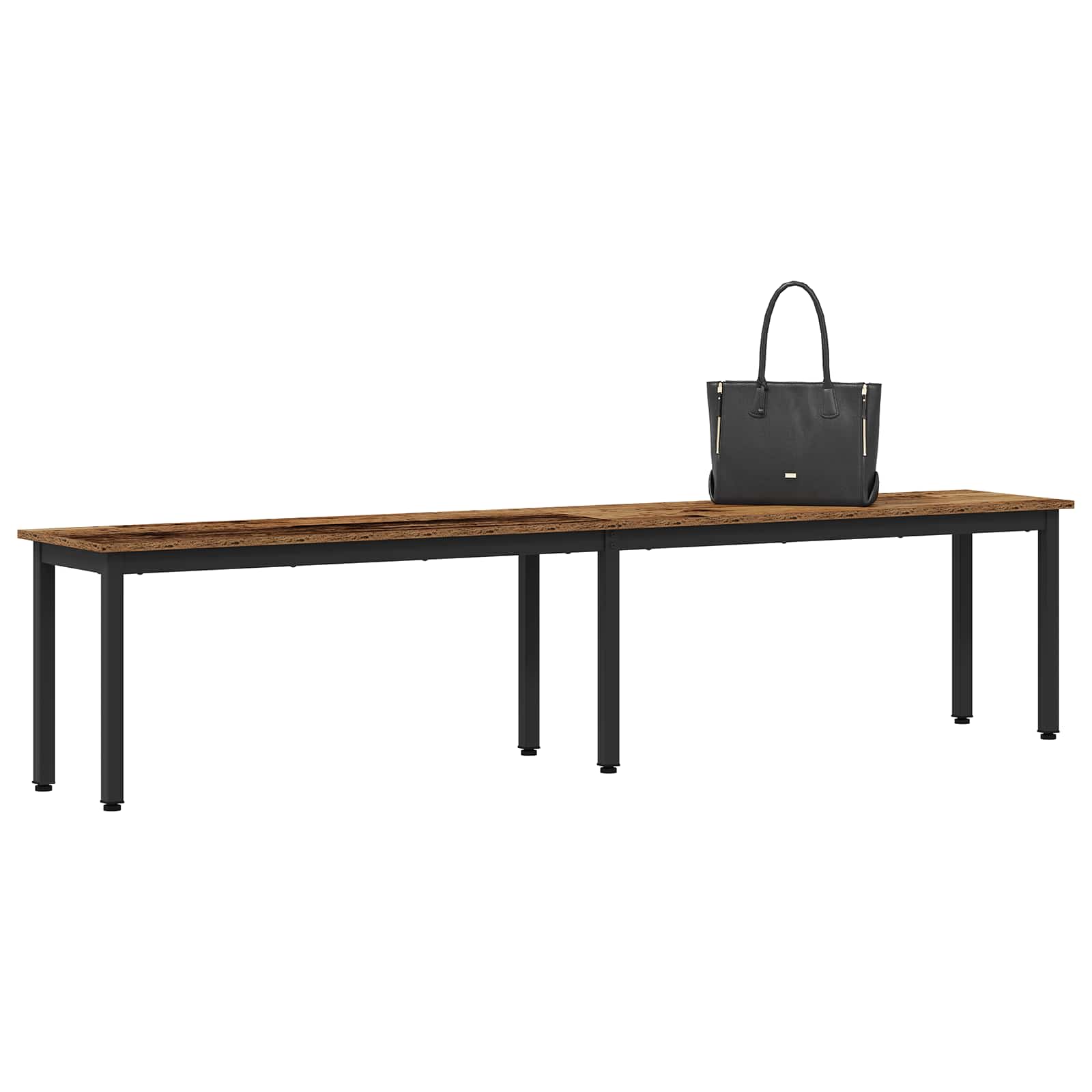 SpisebÃ¦nk i gammelt trÃ¦look 200 Ã 35 Ã 45 cm - konstrueret trÃ¦ med metalben