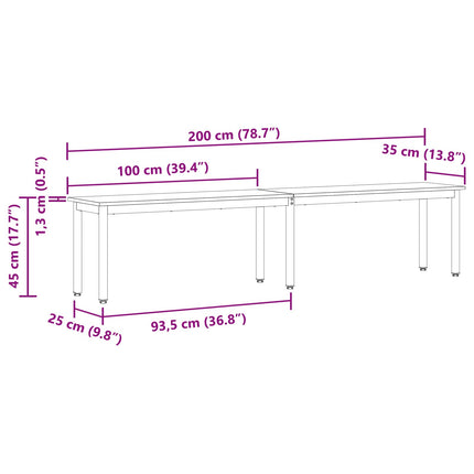 bænk Gammelt træ 200 x 35 x 45 cm Konstrueret træ