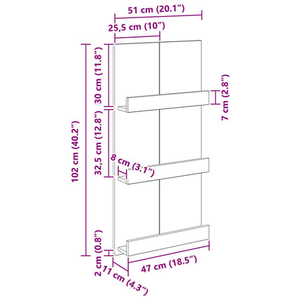 Magasin Rack Røget eg 51 x 11 x 102 cm Konstrueret træ