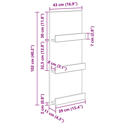 Magasin Rack Grå Sonoma 43 x 11 x 102 cm Konstrueret træ