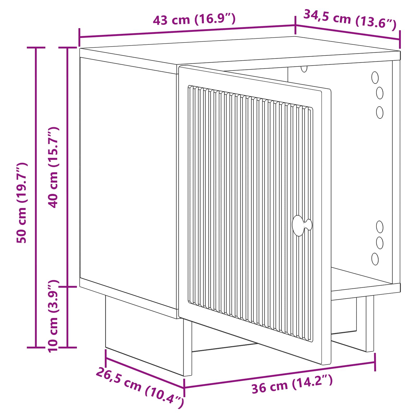 Natskab Hvid højglans 43 x 34,5 x 50 cm Konstrueret træ