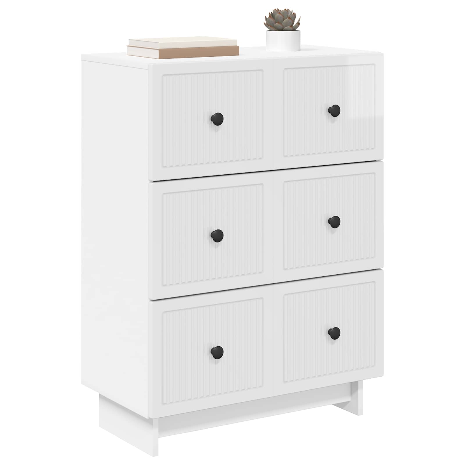 Skuffeskab Hvid højglans 66 x 34,5 x 90 cm Konstrueret træ