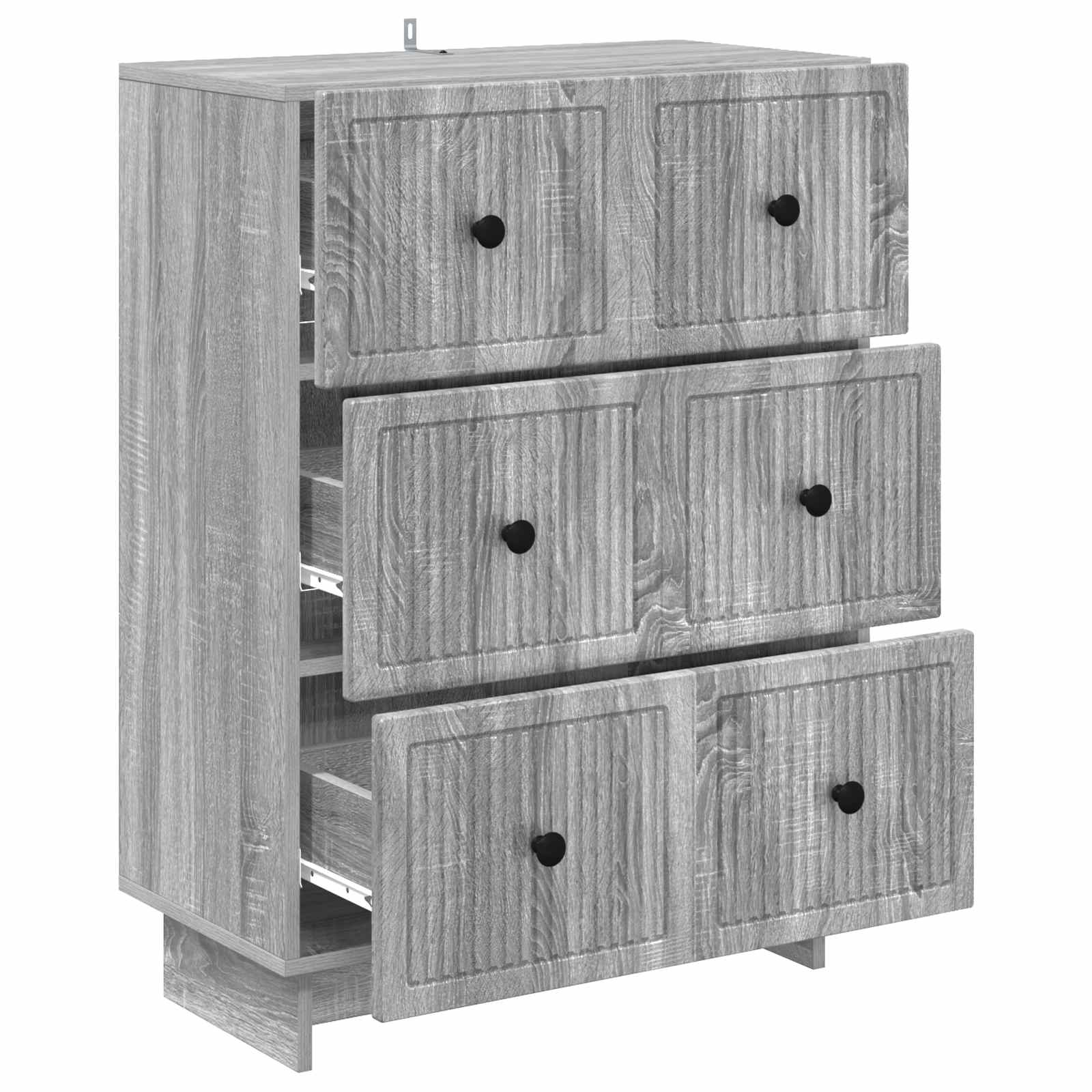 Skuffeskab Grå sonoma-eg 66 x 34,5 x 90 cm Konstrueret træ
