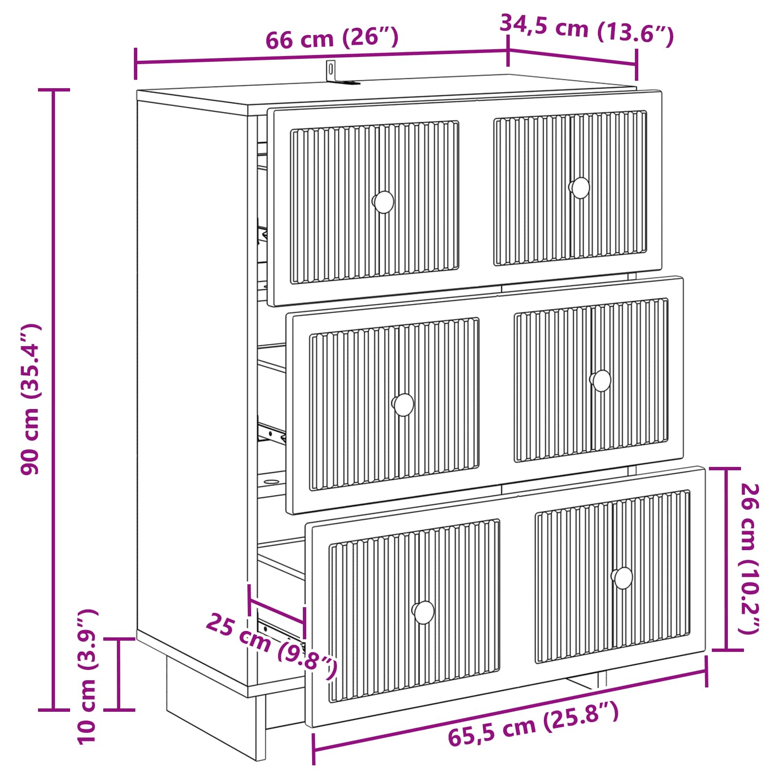 Skuffeskab Gammelt træ 66 x 34,5 x 90 cm Konstrueret træ