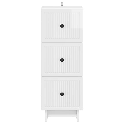Skuffeskab Hvid højglans 33 x 34,5 x 90 cm Konstrueret træ
