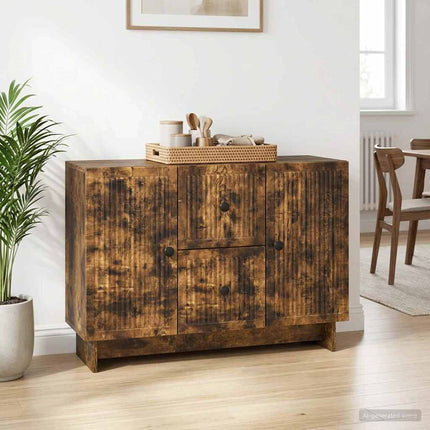 Sideboard med skuffe Røget eg 89 x 34,5 x 60 cm Konstrueret træ