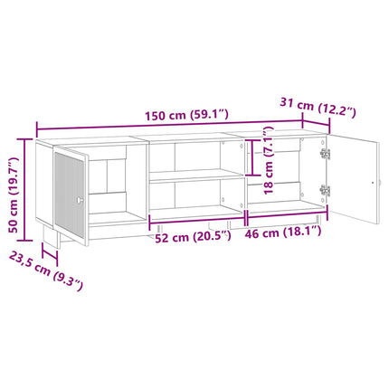 TV-skab 150 x 31 x 50 cm Sort Konstrueret træ