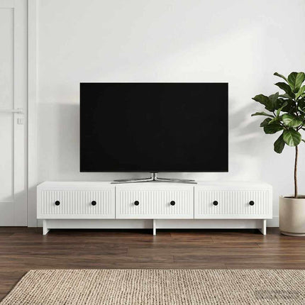 TV-skab med skuffe Hvid 147 x 34,5 x 30 cm Konstrueret træ