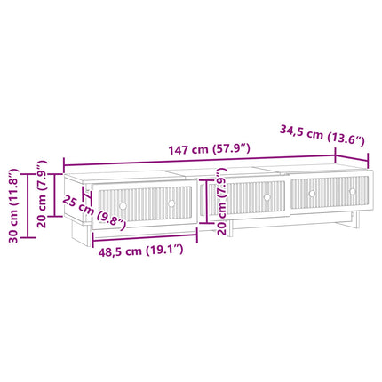 TV-skab med skuffe Hvid 147 x 34,5 x 30 cm Konstrueret træ