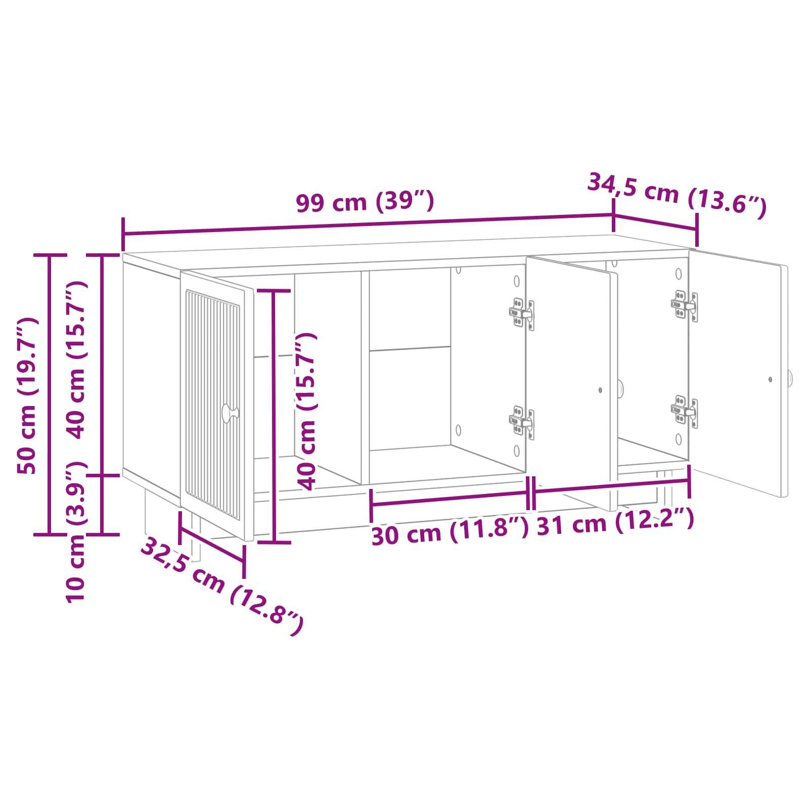 TV-skab Betongrå 99 x 34,5 x 50 cm Konstrueret træ