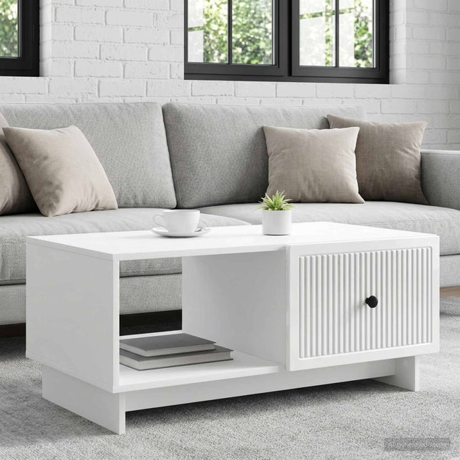 Sofabord Hvid højglans 90 x 50 x 40 cm Konstrueret træ
