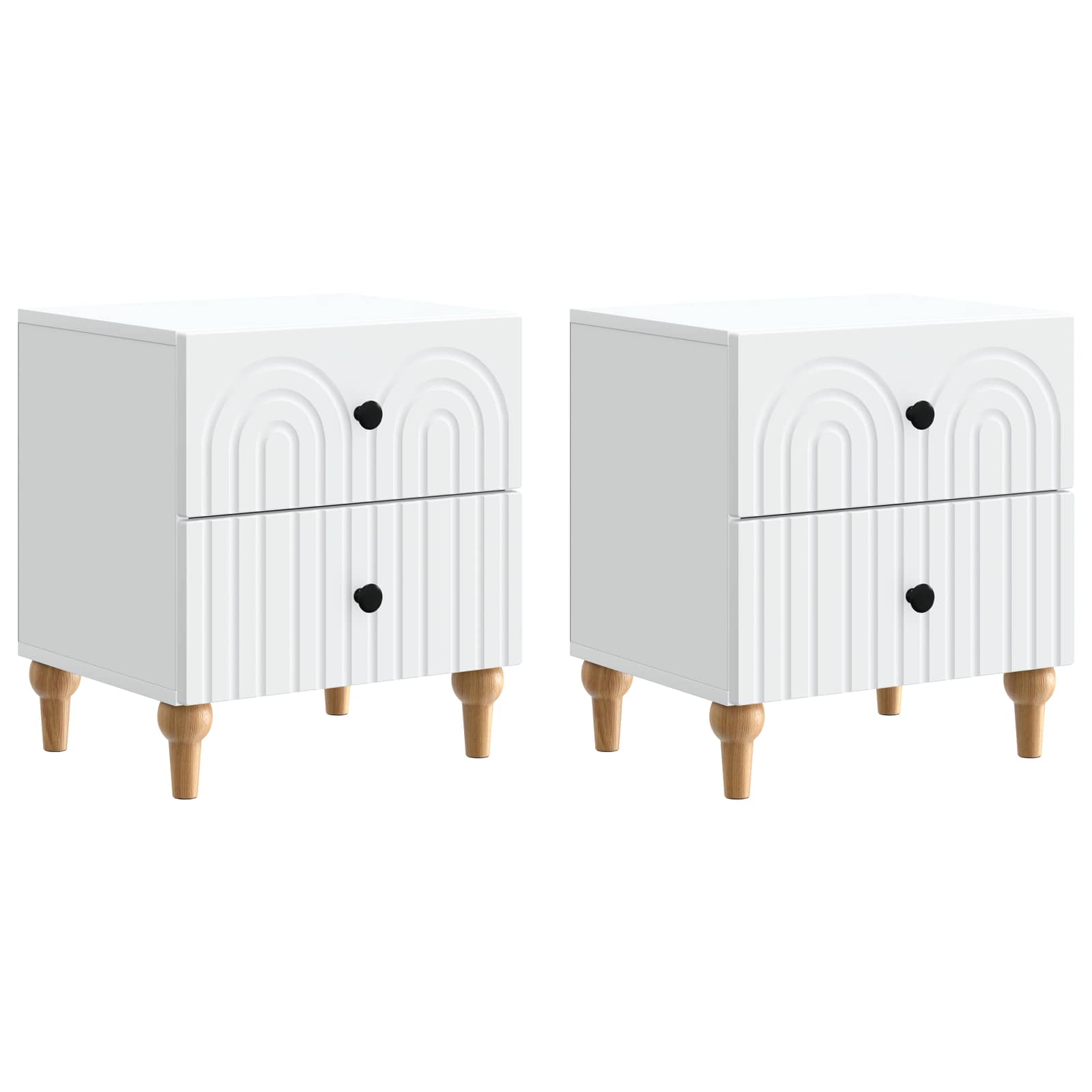 Natskab med skuffe 2 pcs Hvid 43 x 34,5 x 48 cm Konstrueret træ