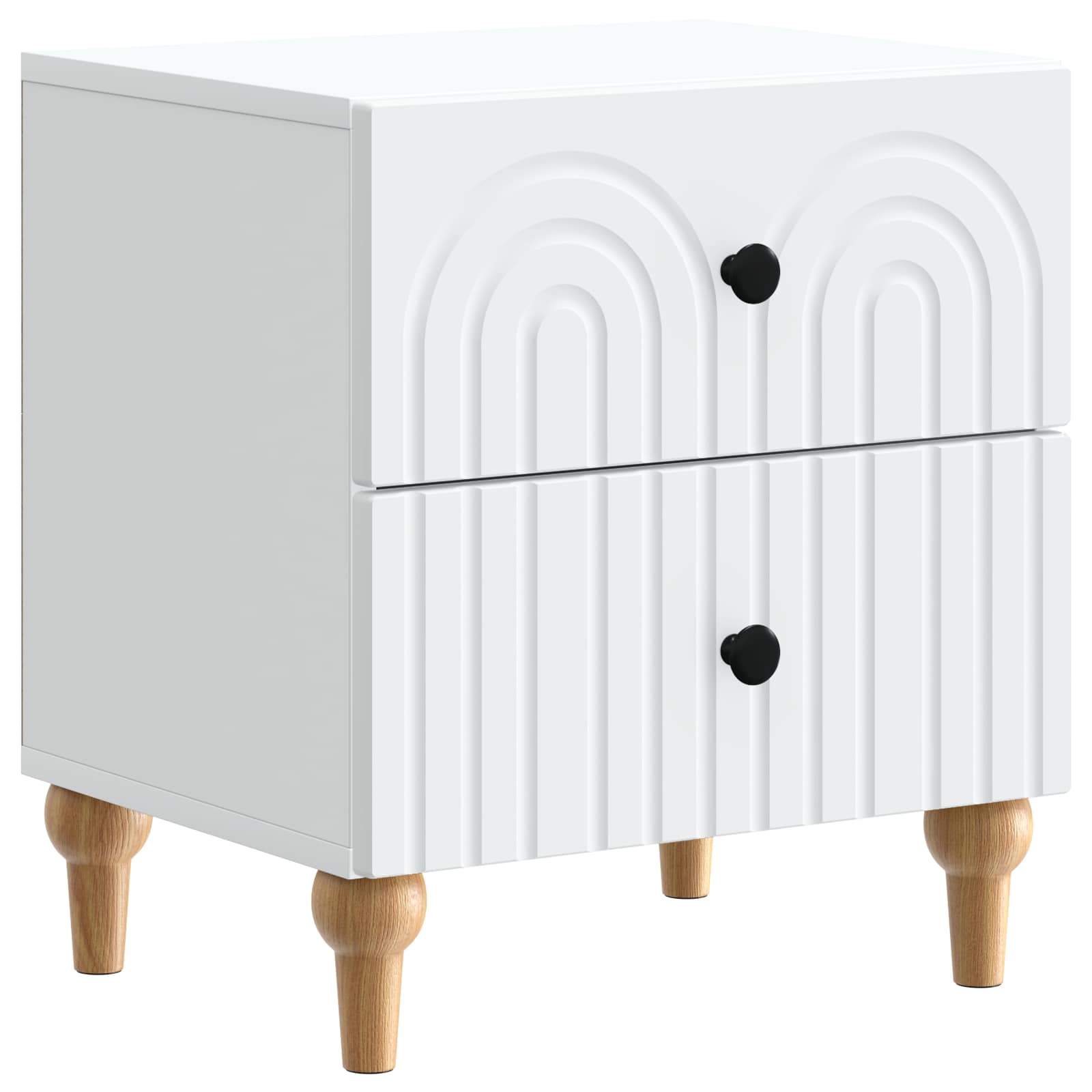 Natskab med skuffe 2 pcs Hvid 43 x 34,5 x 48 cm Konstrueret træ