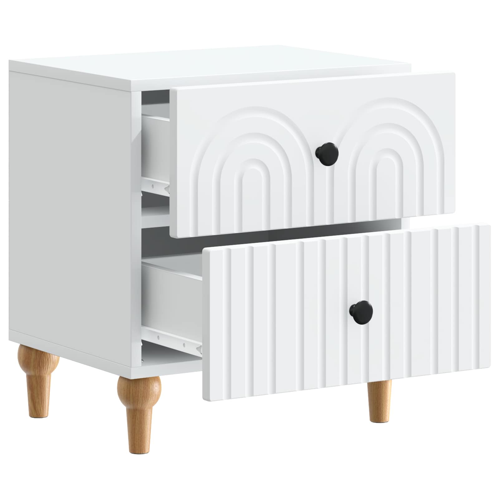 Natskab med skuffe 2 pcs Hvid 43 x 34,5 x 48 cm Konstrueret træ