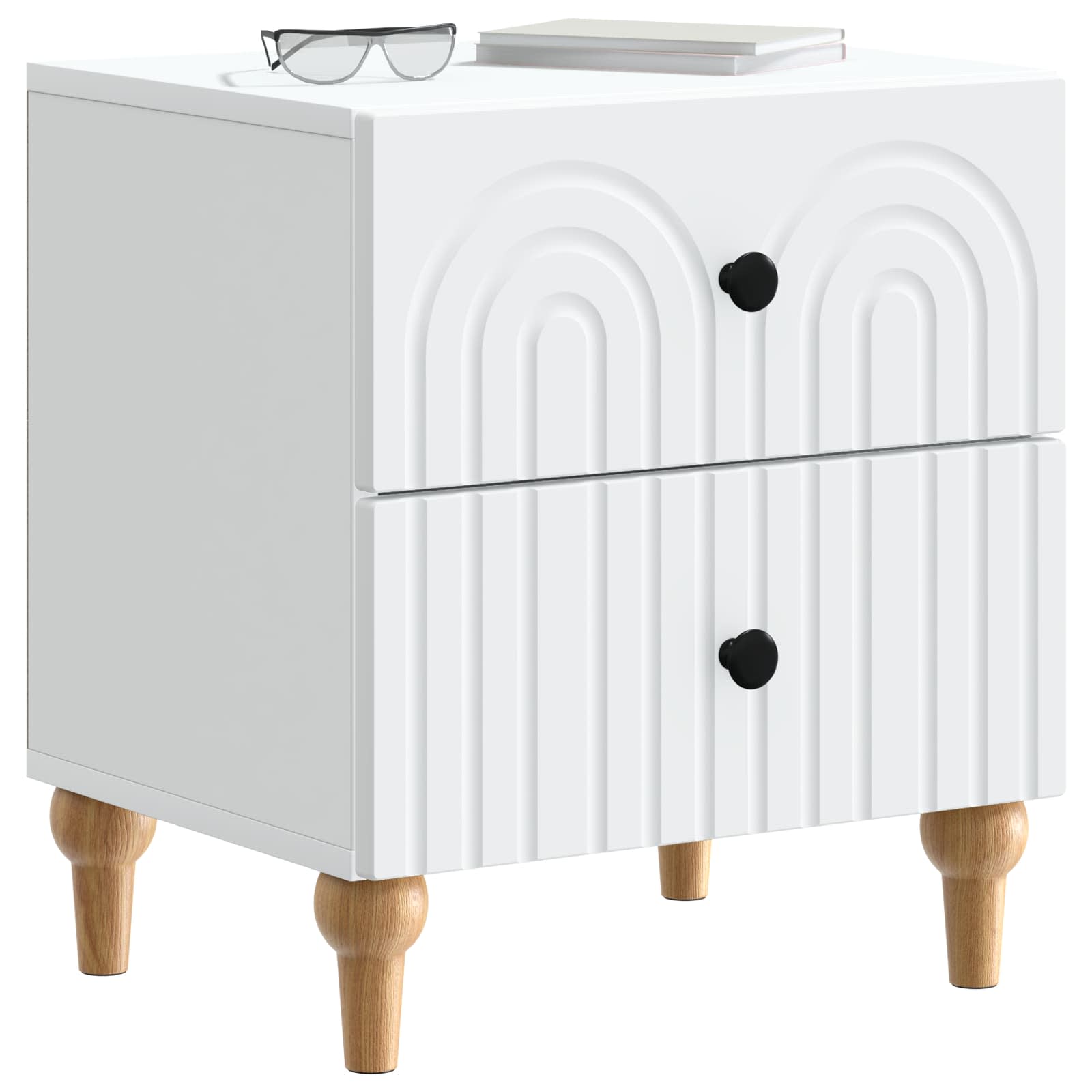 Natskab med skuffe 2 pcs Hvid 43 x 34,5 x 48 cm Konstrueret træ