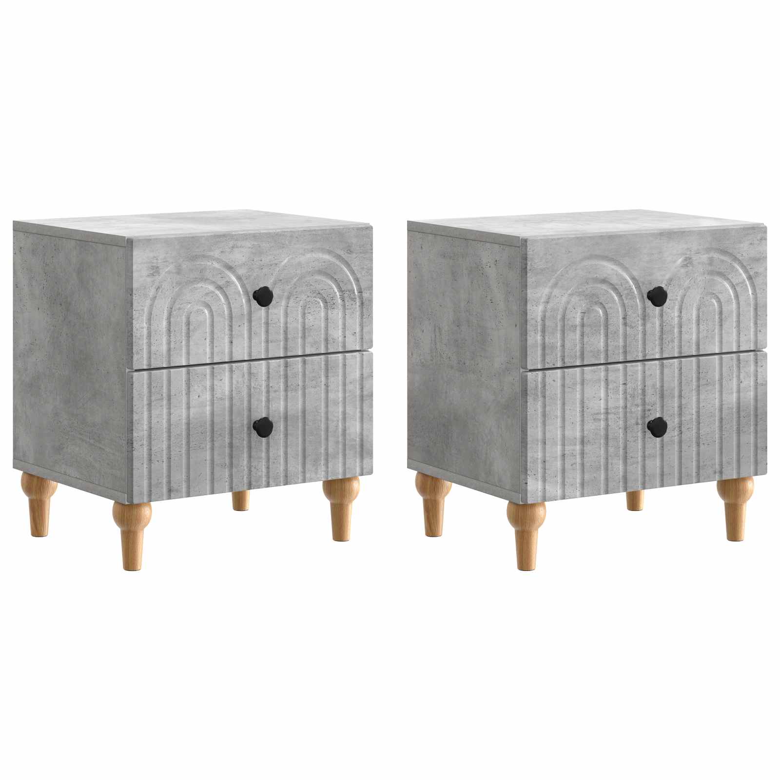 Natskab 2 pcs Betongrå 43 x 34,5 x 48 cm Konstrueret træ